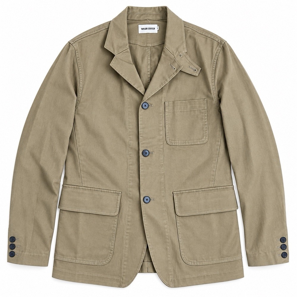 Taylor Stitch Foundation Blazer Mens 40 Khaki Brown Organic Cotton Chore Jacket